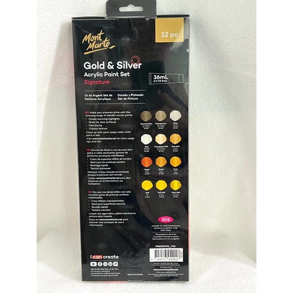 MONT MARTE Gold Paint Series Set 12pc x 36ml - Picture 2 of 5
